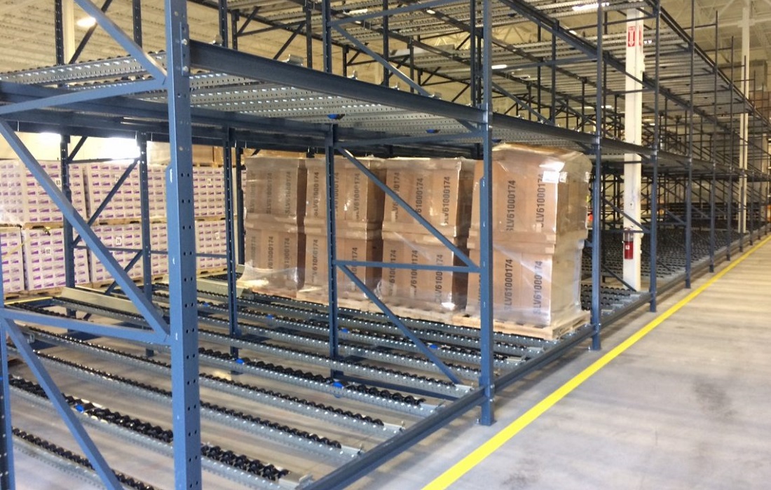 Pallet flow lanes with roller beds
