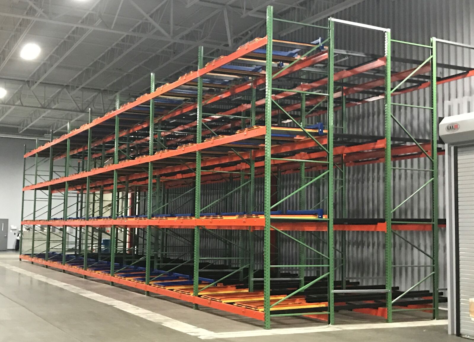 Pushback Rack in a warehouse